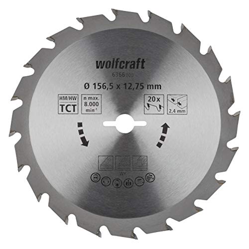 wolfcraft 6366000 | Handkreissägeblatt HM | Serie grün | 20 Zähne | ø156,5mm von wolfcraft