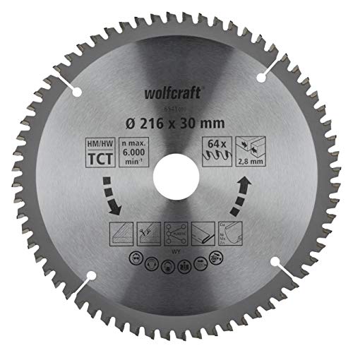 wolfcraft 6541000 Kapp- und Gehrungssägeblatt Durchmesser 216 mm - Feine, Saubere Schnitte von wolfcraft