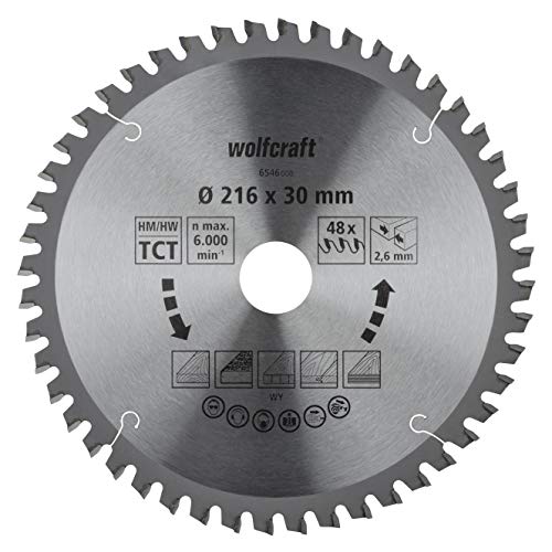 wolfcraft 6546000 Kapp- und Gehrungssägeblatt ø 216 mm - feine, saubere Schnitte von wolfcraft