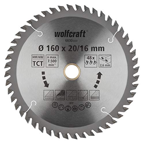 wolfcraft 6630000 | Handkreissägeblatt HM | Serie orange | 48 Zähne | ø160x20/16 von wolfcraft