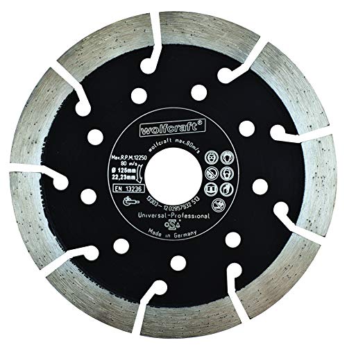 wolfcraft Diamant-Trennscheibe – Zum Trennen von Beton, Stein, Granit uvm. – Für alle gängigen Winkelschleifer – Ø 125mm, 8373000 von wolfcraft