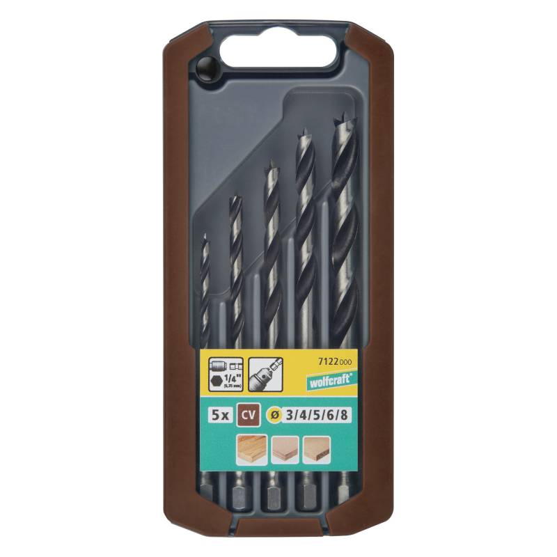 wolfcraft Holzbohrer-Set CV 5-teilig S=6-kt. ø3-8mm von Wolfcraft