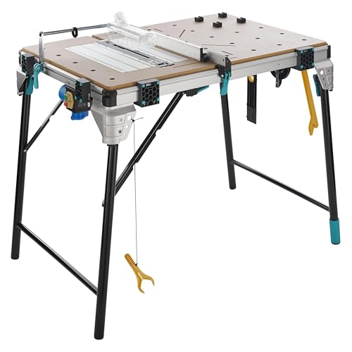 wolfcraft Master Cut 2600 I 6918000 I multifunktionaler mobiler Maschinentisch I Maschinenplatte kompatibel mit vielen Maschinen I in geklapptem Zustand platzsparend und freistehend zu lagern von wolfcraft