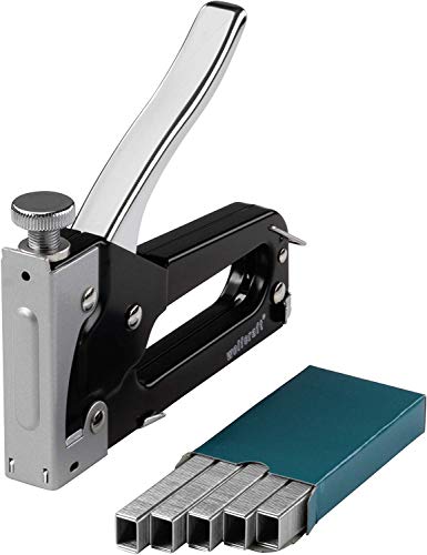 wolfcraft Tacocraft 5 Handtacker Set 7088000 / Kleiner Werkzeugtacker mit regulierbarer Schusskraft inkl. 1000 8mm Klammern / Ideal für Arbeiten im Haushalt und zum Basteln von wolfcraft