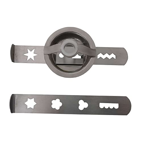Wolfcut Spritzgebäckvorsatz mit 2 Inox Schablonen kompatibel mit Grossag Handfleischwolf HFW5, Gebäckaufsatz, Spritzgebäck, 8 Formen, Spritzgebäckaufsatz aus Edelstahl mit Adapterring von Wolfcut