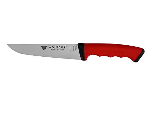 Wolfcut Fleischermesser 19 cm Klinge, Exzellente Stabilität, gebogene flex Klinge, rutschfestem SoftGrip Griff,Premium Profi Qualität für Metzger, Fleischer und Hausschlachter von Wolfcut