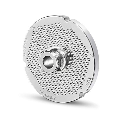 Wolfcut INOX Lochscheibe mit Nabe für Fleischwolf Größen 32 mit 3 Nuten 3,5 mm Bohrung von Wolfcut