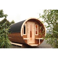 WOLFF FINNHAUS Gartenhaus »Campingfass 480«, Holz, BxHxT: 235 x 242 x 480 cm (Außenmaße inkl. Dachüberstand) - beige von Wolff Finnhaus