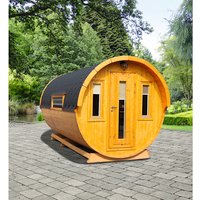 WOLFF FINNHAUS Gartenhaus »Campingfass«, Holz, BxHxT: 235 x 242 x 446 cm (Außenmaße inkl. Dachüberstand) - beige von Wolff Finnhaus