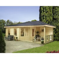 WOLFF FINNHAUS Gartenhaus »Anna«, BxT: 753 x 349 cm (Aufstellmaße), Spitzdach - beige von Wolff Finnhaus