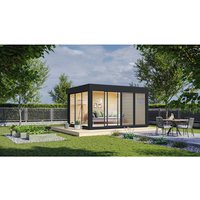 WOLFF FINNHAUS Gartenhaus »Finn Cube Typ 1«, Holz, BxT: 429 x 328 cm (Außenmaße inkl. Dachüberstand) - grau von Wolff Finnhaus