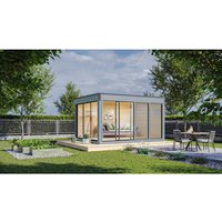 WOLFF FINNHAUS Gartenhaus »Finn Cube Typ 1«, BxT: 429 x 328 cm (Außenmaß), Elementbauweise - grau von Wolff Finnhaus