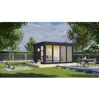 WOLFF FINNHAUS Gartenhaus »Finn Cube Typ 3«, BxT: 429 x 328 cm (Außenmaß), Elementbauweise - grau von Wolff Finnhaus