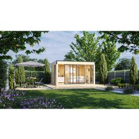 WOLFF FINNHAUS Gartenhaus »Finn Cube Typ 4«, BxT: 429 x 328 cm (Außenmaß), Elementbauweise - braun von Wolff Finnhaus