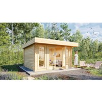 WOLFF FINNHAUS Gartenhaus »Malmö 44-A«, Holz, BxT: 410 x 350 cm (Außenmaße inkl. Dachüberstand) - braun von Wolff Finnhaus