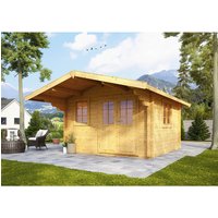 WOLFF FINNHAUS Gartenhaus »Nordkap«, BxT: 450 x 530 cm (Aufstellmaße), Satteldach - beige von Wolff Finnhaus