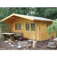 WOLFF FINNHAUS Gartenhaus »Nordkap 44-D XL«, Holz, BxHxT: 500 x 280 x 500 cm (Außenmaße) - braun von Wolff Finnhaus