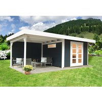 WOLFF FINNHAUS Gartenhaus »Relax«, BxT: 645 x 371 cm (Aufstellmaße), Flachdach - grau von Wolff Finnhaus