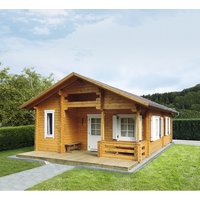 WOLFF FINNHAUS Gartenhaus »Spessart«, BxT: 637 x 839 cm (Aufstellmaße), Satteldach - beige von Wolff Finnhaus