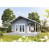 WOLFF FINNHAUS Gartenhaus »Tirol 70 SD links«, Holz, BxHxT: 751 x 385 x 725 cm (Außenmaße) - braun von Wolff Finnhaus