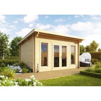 WOLFF FINNHAUS Gartenhaus »Trondheim«, BxT: 400 x 390 cm (Aufstellmaße), Pultdach - beige von Wolff Finnhaus