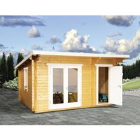 WOLFF FINNHAUS Gartenhaus »Trondheim«, Holz, BxHxT: 490 x 255 x 360 cm (Außenmaße inkl. Dachüberstand) - beige von Wolff Finnhaus