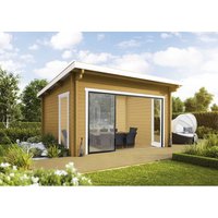 WOLFF FINNHAUS Gartenhaus »Trondheim«, BxT: 490 x 450 cm (Aufstellmaße), Pultdach - beige von Wolff Finnhaus