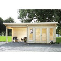 WOLFF FINNHAUS Gartenhaus »Trondheim 70-A XL«, Holz, BxHxT: 660 x 256 x 320 cm (Außenmaße) - braun von Wolff Finnhaus