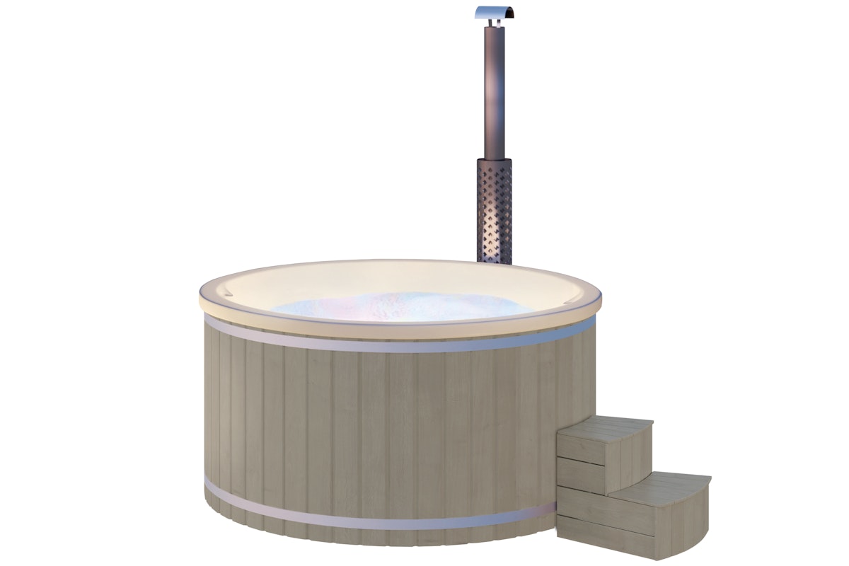Wolff Finnhaus Badebottich Hot Tub Typ 2 Ø 200 cm mit Acrylwanne & LED-Beleuchtung Acrylwanne in cremeweiß Silbergrau Wolff Finnhaus Badebottich Hot Tub Typ 2 Ø 200 cm mit Acrylwanne & LED-Beleuchtung Acrylwanne in cremeweiß Silbergrau von Wolff Finnhaus