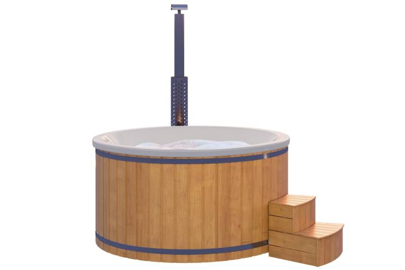 Wolff Finnhaus Badebottich Hot Tub Typ 4 Ø 225 cm mit Acrylwanne, Massagesystem & LED-Beleuchtung Acrylwanne in cremeweiß Pinie von Wolff Finnhaus
