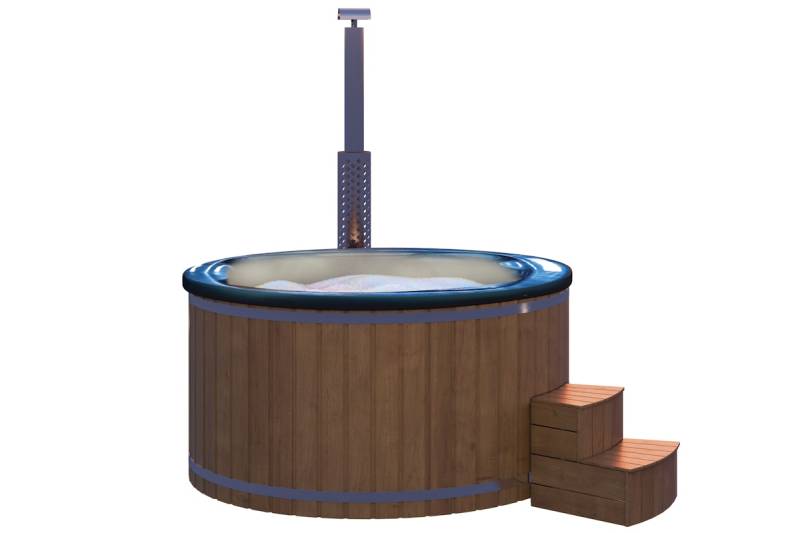 Wolff Finnhaus Badebottich Hot Tub Typ 5 Ø 225 cm mit Acrylwanne, Massagesystem, Luftsprudelsystem & LED-Beleuchtung Acrylwanne in blau marmoriert Thermoholz von Wolff Finnhaus
