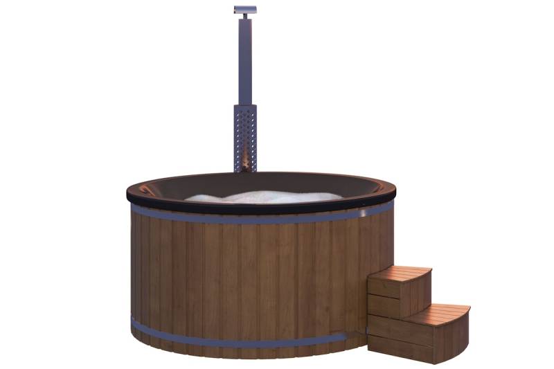 Wolff Finnhaus Badebottich Hot Tub Typ 5 Ø 225 cm mit Acrylwanne, Massagesystem, Luftsprudelsystem & LED-Beleuchtung Acrylwanne in schwarz Thermoholz von Wolff Finnhaus