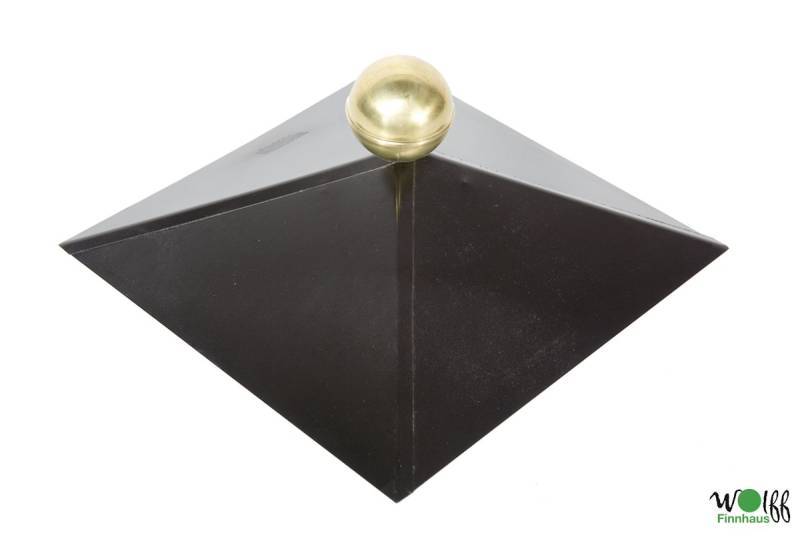 Wolff Finnhaus Dachhaube 4-eckig in schwarz mit Messingkugel von Wolff Finnhaus