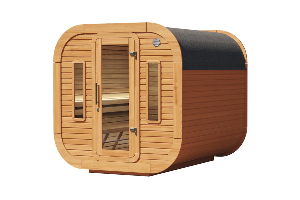 Wolff Finnhaus Design Saunahaus Luago 2x2 Art 1 kiefer Typ 2 mit 2 frontseitigen Fenstern Komplett montiert von Wolff Finnhaus