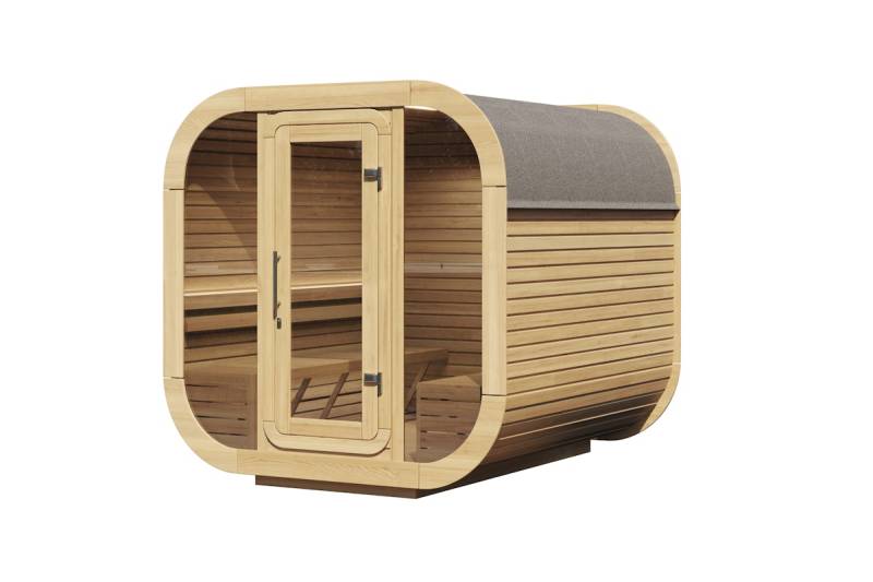 Wolff Finnhaus Design Saunahaus Luago 2x2 Art 1 naturbelassen Typ 3 mit Vollglasfront Bausatz zur Selbstmontage von Wolff Finnhaus