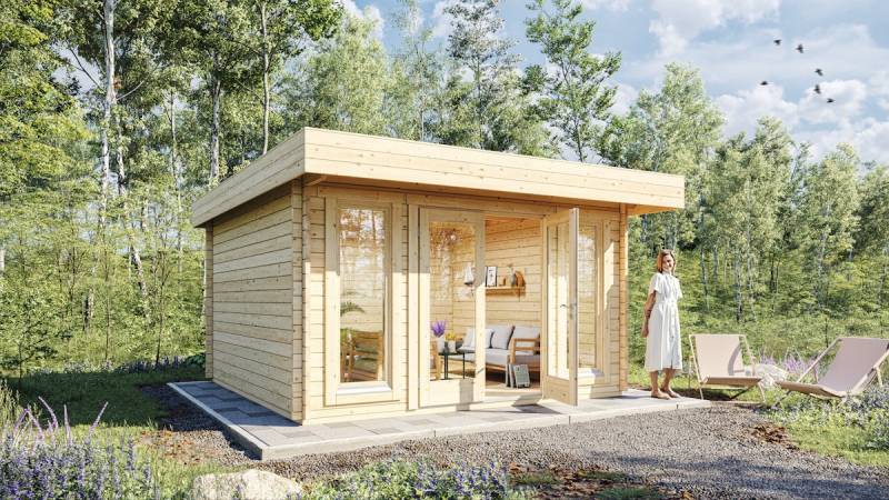 Wolff Finnhaus Gartenhaus Malmö 70-C isolierverglast XL  naturbelassen von Wolff Finnhaus