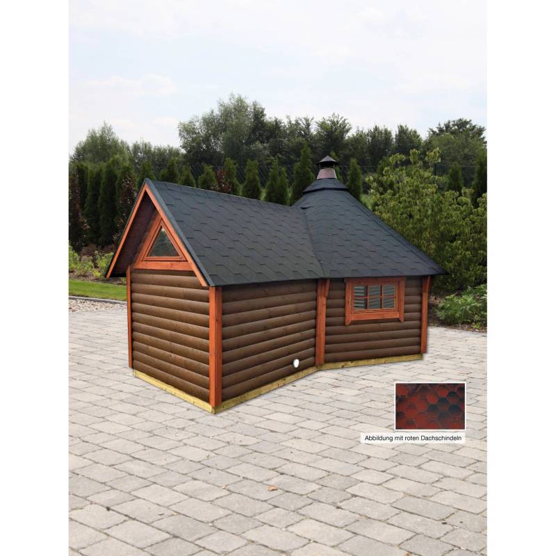 Wolff Finnhaus Grillkota 9 de luxe DS Rot mit Anbau B x T: 376 cm x 520 cm von Wolff Finnhaus