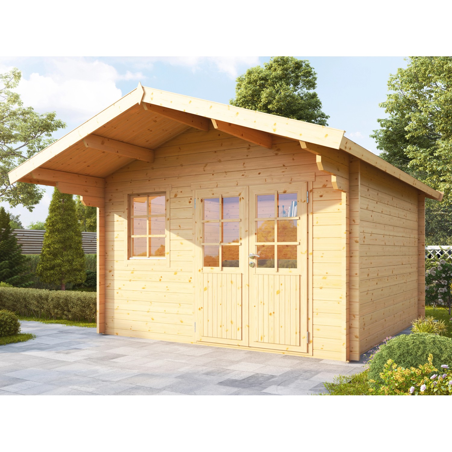 Wolff Finnhaus Holz-Gartenhaus Lisa 44-A XL 420 cm x 440 cm mit Anbaudach von Wolff Finnhaus