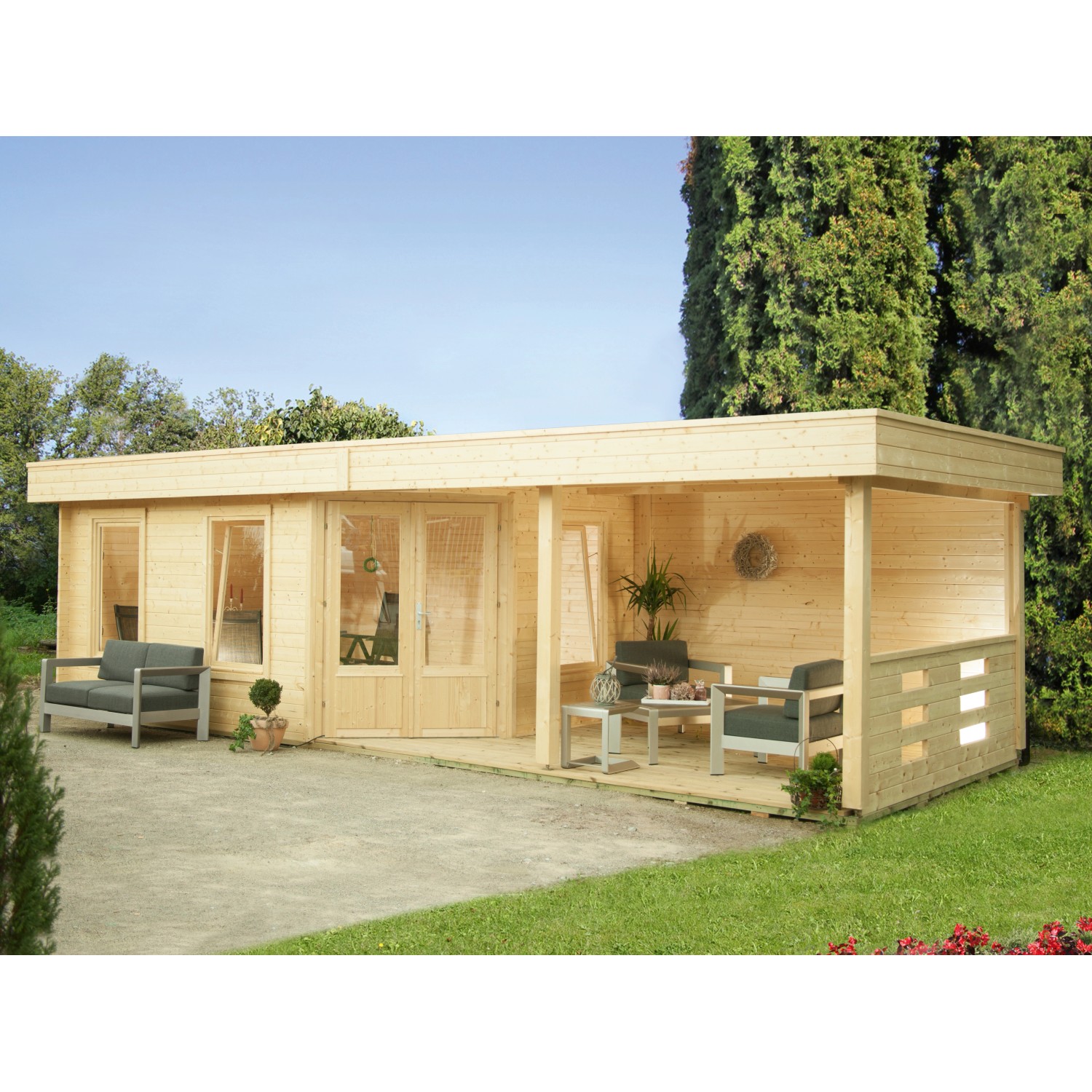 Wolff Finnhaus Holz-Gartenhaus Maja 40-B BxT 703 x 299 cm dav. 250 cm Terrasse von Wolff Finnhaus