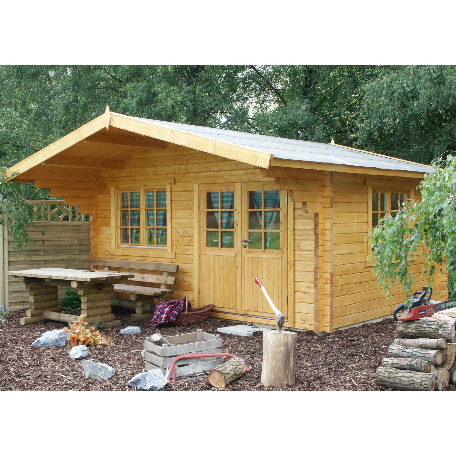 Wolff Finnhaus Holz-Gartenhaus Nordkap 70-D XL B x T: 450 cm x 360 cm von Wolff Finnhaus