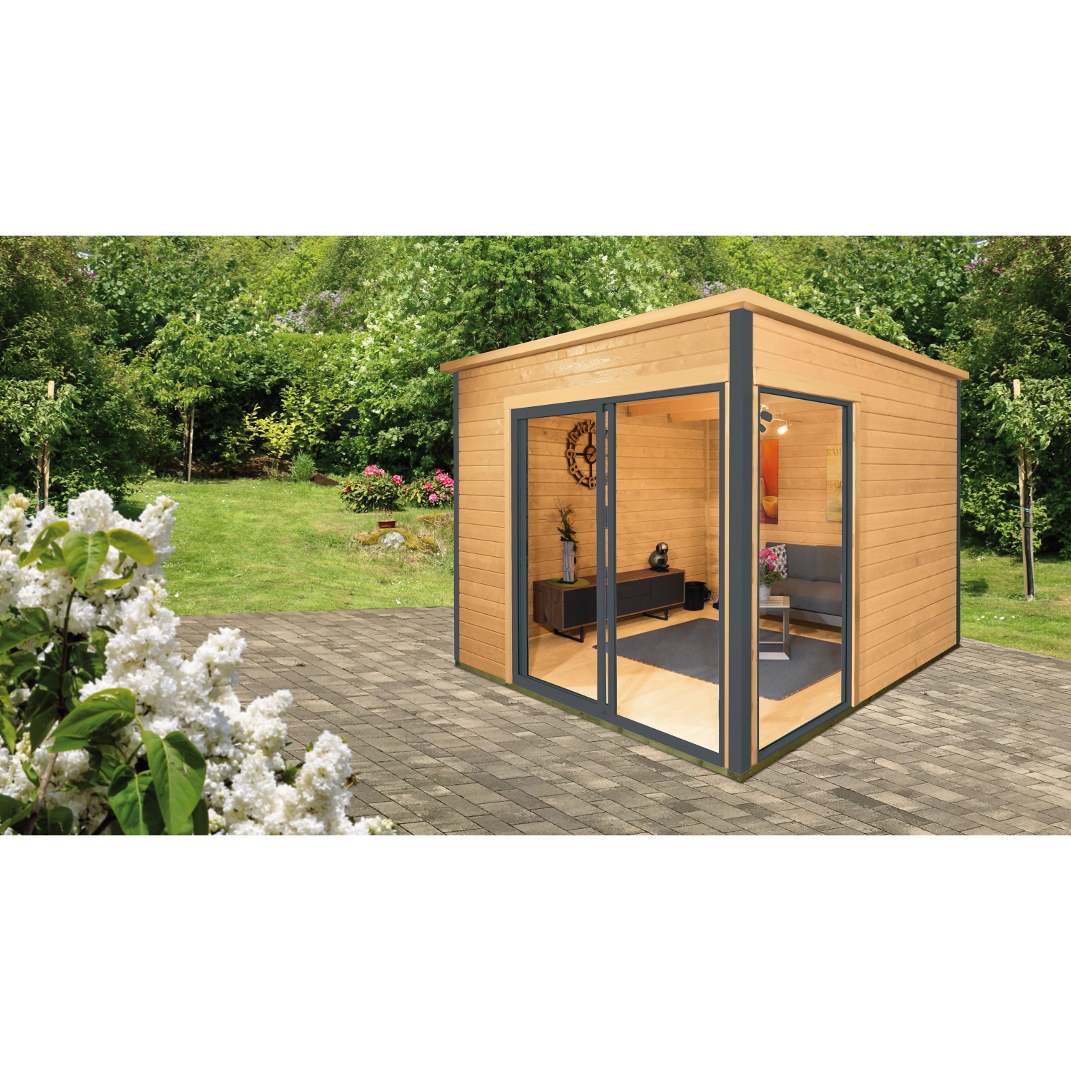 Wolff Finnhaus Holz-Gartenhaus Studio 44-B Unbehandelt BxT: 320 cm x 320 cm von Wolff Finnhaus