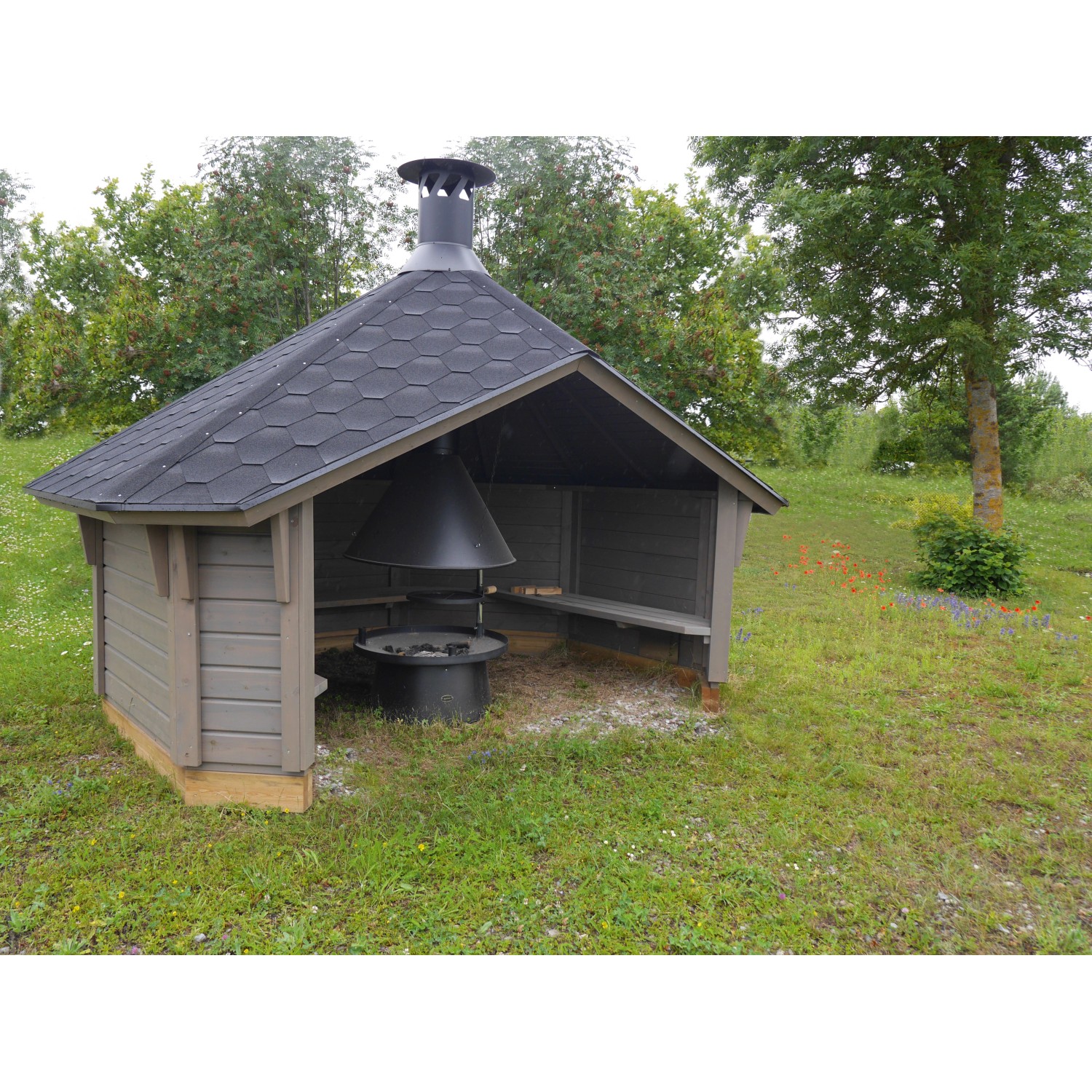 Wolff Finnhaus Holz-Gartenhaus Wetterschutzhütte mit Grill BxT: 393 cm x 325 cm von Wolff Finnhaus