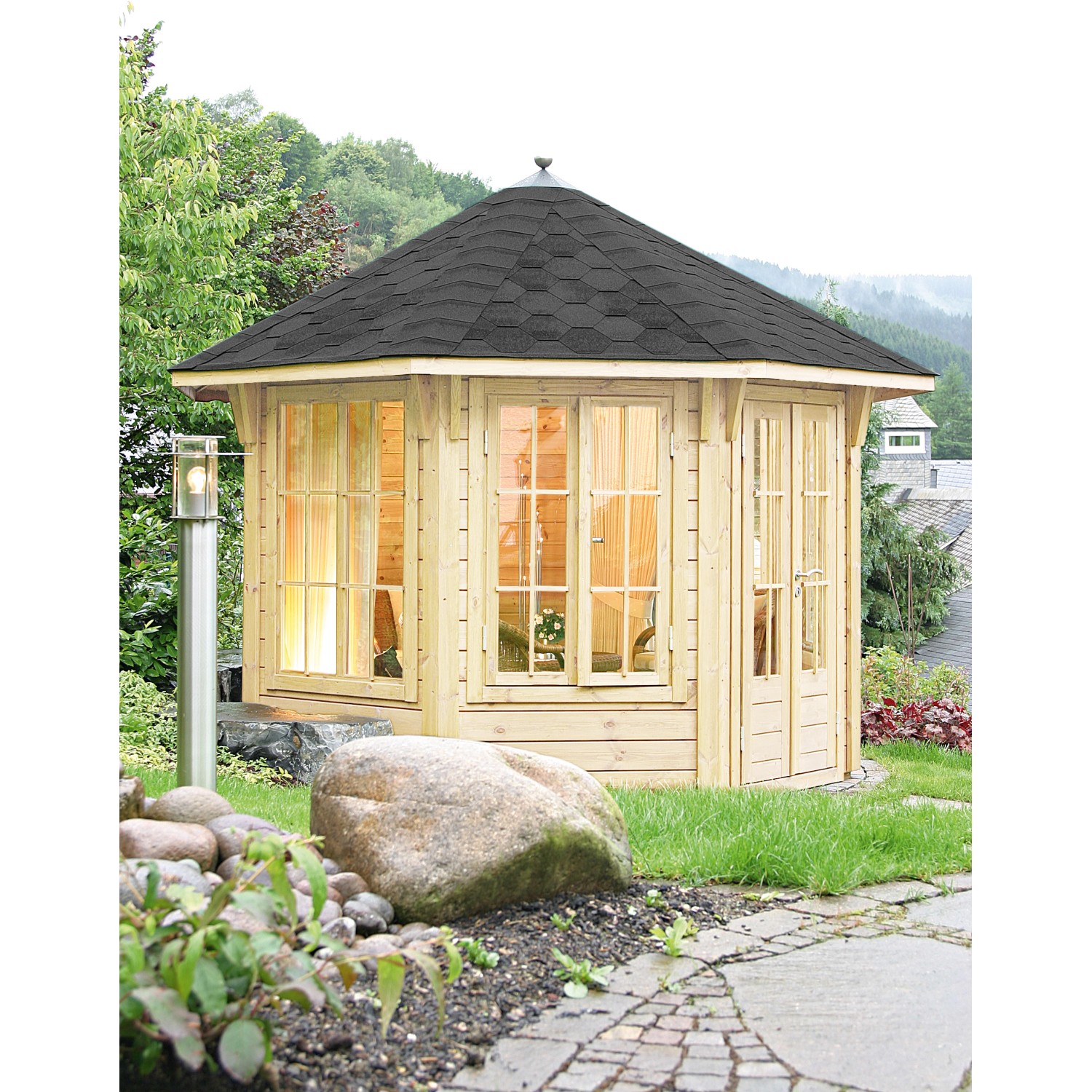 Wolff Finnhaus Pavillon de luxe Capri 3.5 Schwarz B x T: 350 cm x 350 cm von Wolff Finnhaus