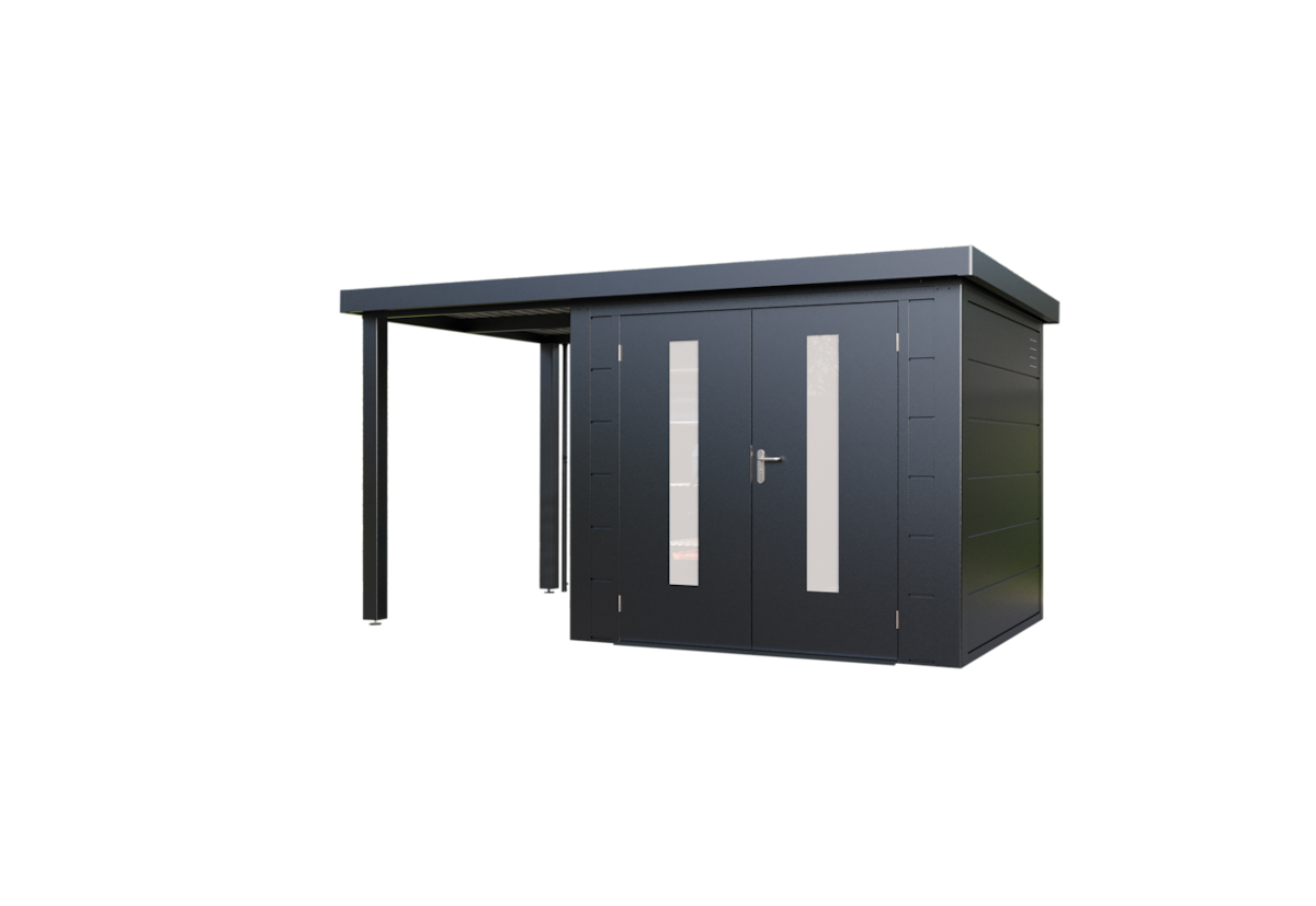 Wolff Finnhaus Premium Metall Gartenhaus Elvar 3924 Anthrazit inkl. 150 cm Anbaudach Lounge-Anbau links Wolff Finnhaus Premium Metall Gartenhaus Elvar 3924 Anthrazit inkl. 150 cm Anbaudach Lounge-Anbau links von Wolff Finnhaus