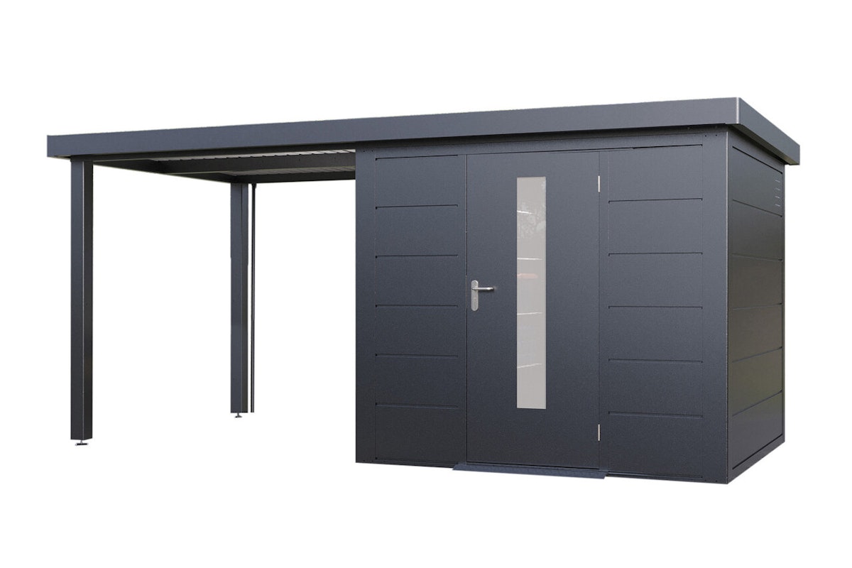 Wolff Finnhaus Premium Metall Gartenhaus Thorin 4824 Anthrazit inkl. 240 cm Anbaudach Lounge-Anbau links Wolff Finnhaus Premium Metall Gartenhaus Thorin 4824 Anthrazit inkl. 240 cm Anbaudach Lounge-Anbau links von Wolff Finnhaus
