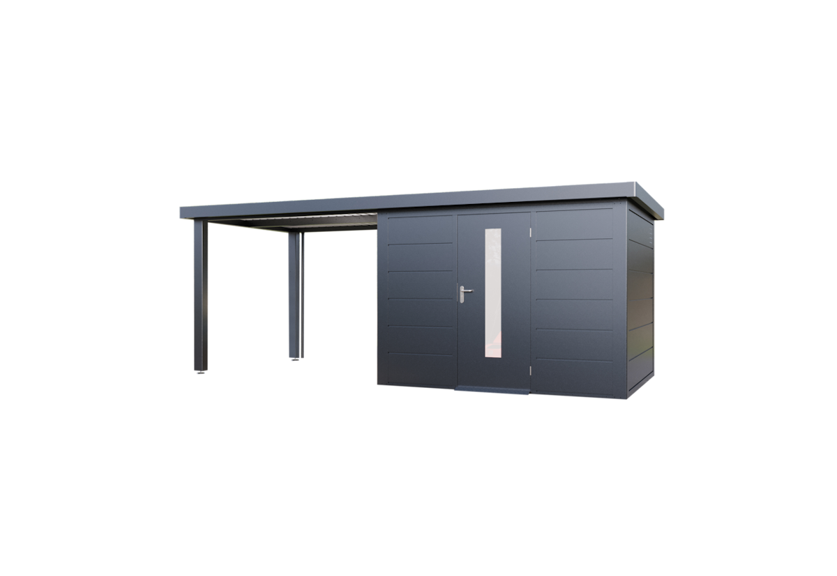 Wolff Finnhaus Premium Metall Gartenhaus Thorin 6024 Anthrazit inkl. 300 cm Anbaudach Lounge-Anbau links Wolff Finnhaus Premium Metall Gartenhaus Thorin 6024 Anthrazit inkl. 300 cm Anbaudach Lounge-Anbau links von Wolff Finnhaus