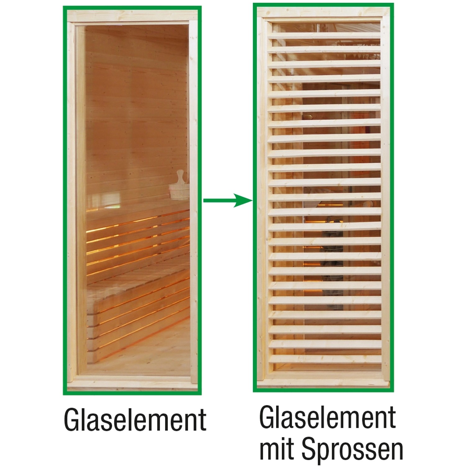 Wolff Finnhaus  Sauna Paradiso Glas- gegen Sprossenelement von Wolff Finnhaus