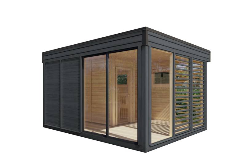 Wolff Finnhaus Saunahaus Paradiso 4x3 (2-Raum) anthrazit - von Wolff Finnhaus