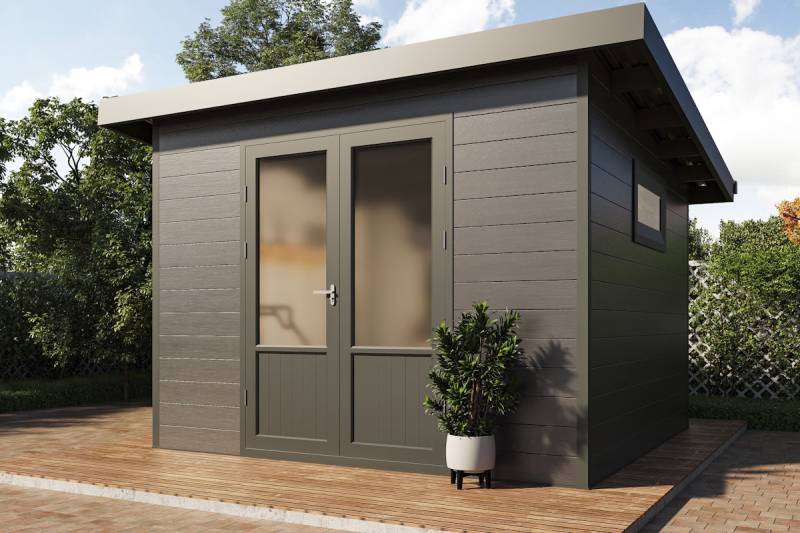 Wolff Finnhaus WPC Gartenhaus Terra 3030 Anthrazit/Hellgrau - 28 mm von Wolff Finnhaus
