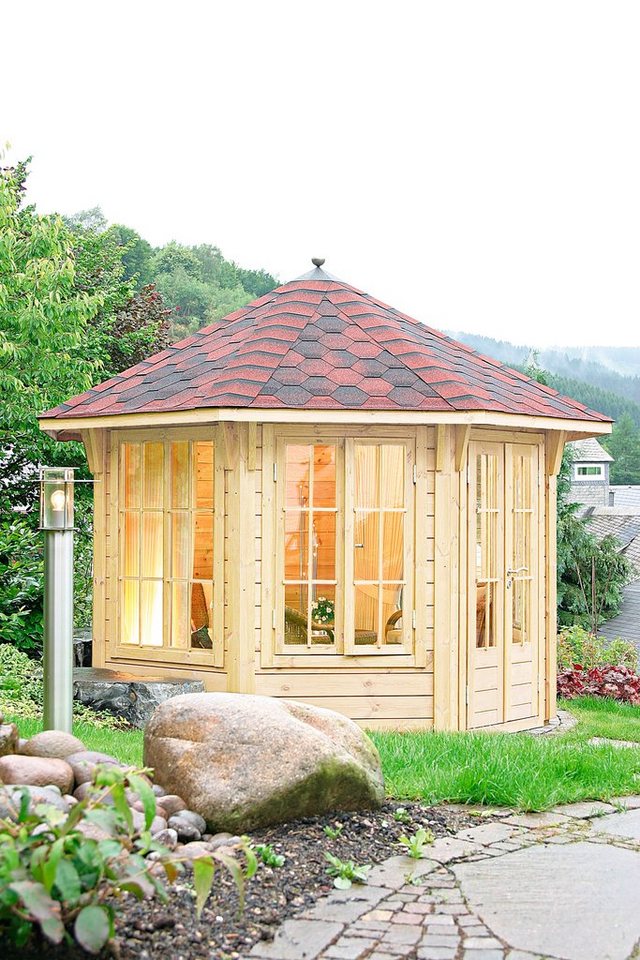 Wolff Holzpavillon Capri 3.5, (Set), BxT: 430x430 cm, mit Dachschindeln und Fußboden von Wolff